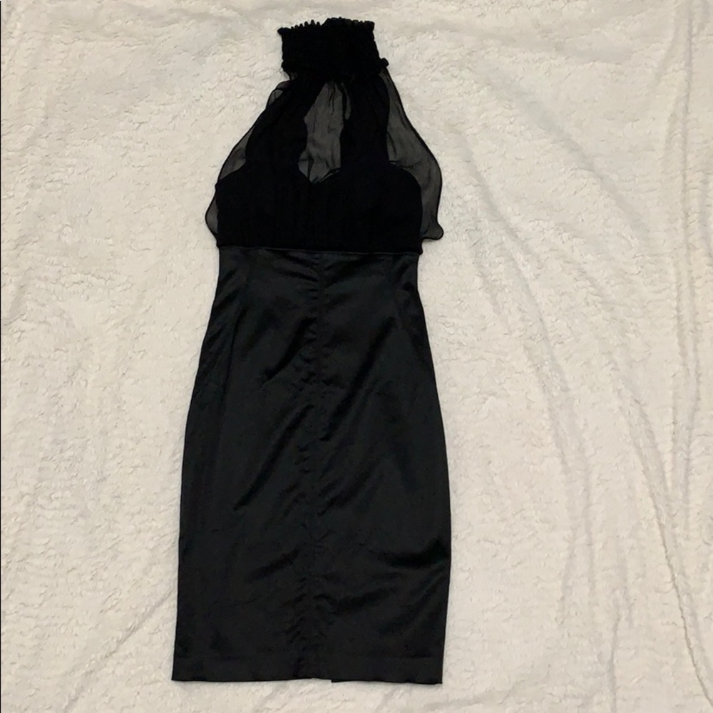 Guess by Marciano Black Halter Ruffled-Neck Dress